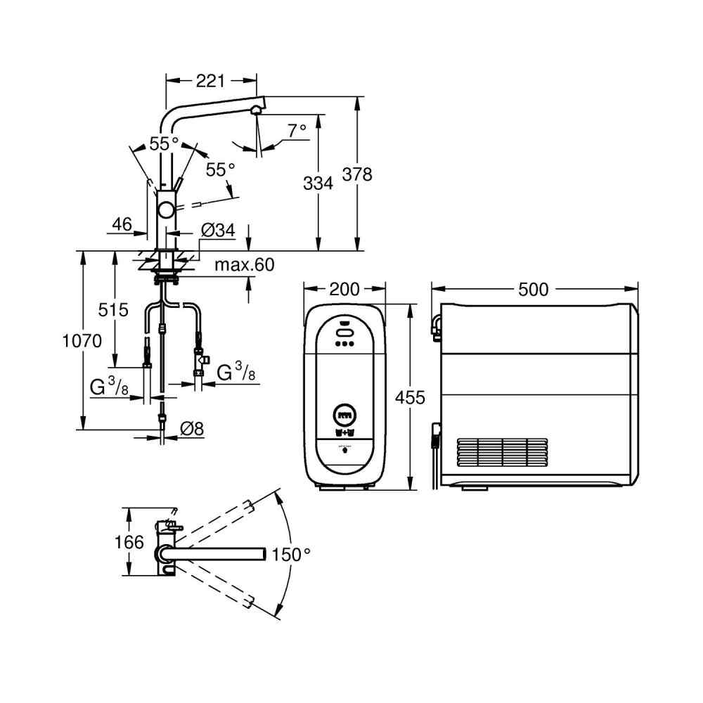 GROHE Blue Home - L-pip - Borstad Hard Graphite Watertrade