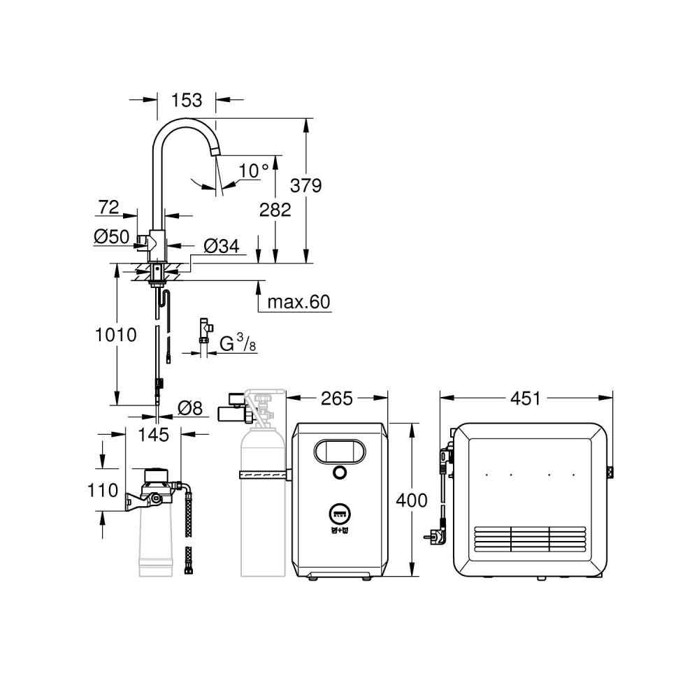 GROHE Blue Professional Mono - C-pip - Krom Grohe Blue Pro